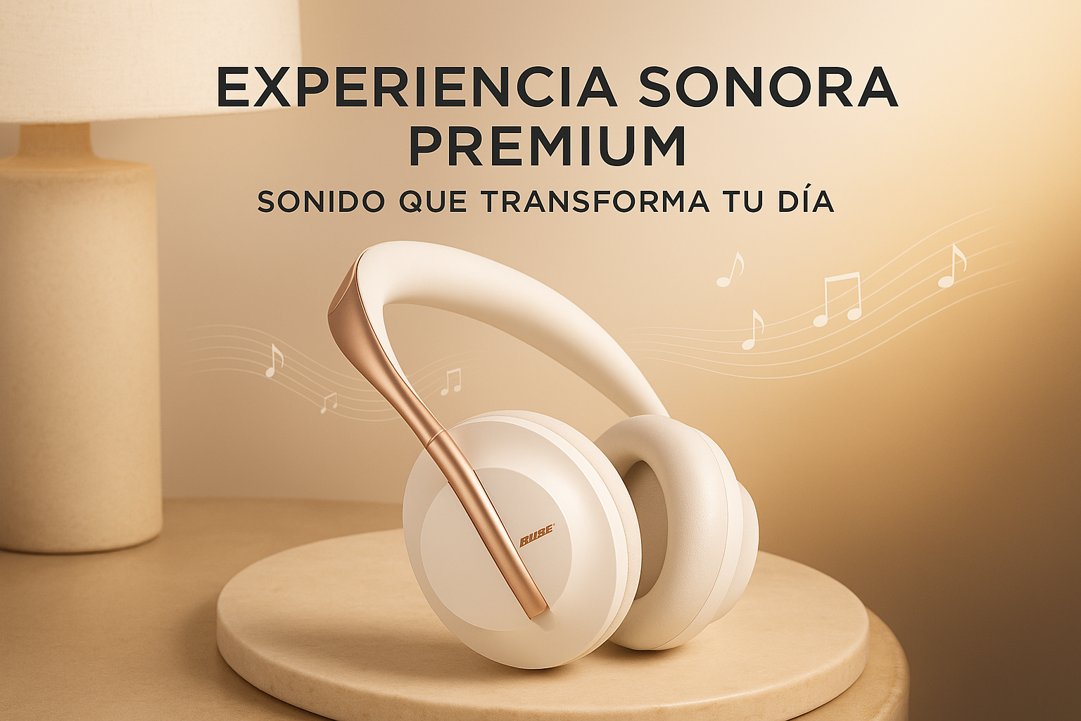 Imagem persuasiva dos fones Bose em espanhol