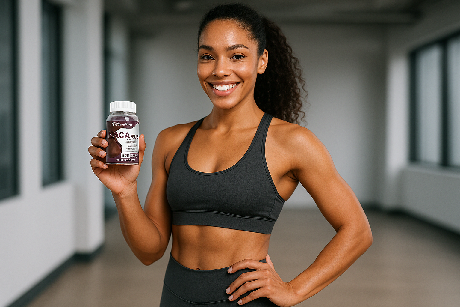 Mulher fitness com MACA Plus